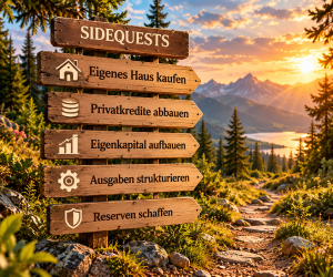 Sidequests auf dem Weg zum Eigenheim: Privatkredite abbauen, Eigenkapital aufbauen, Ausgaben strukturieren und Reserven schaffen
